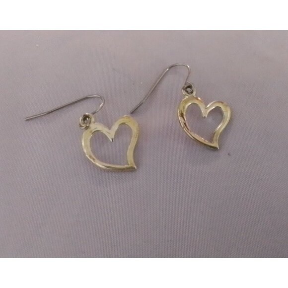 Gold Tone Heart-Shaped Dangle Earrings - Picture 2 of 4